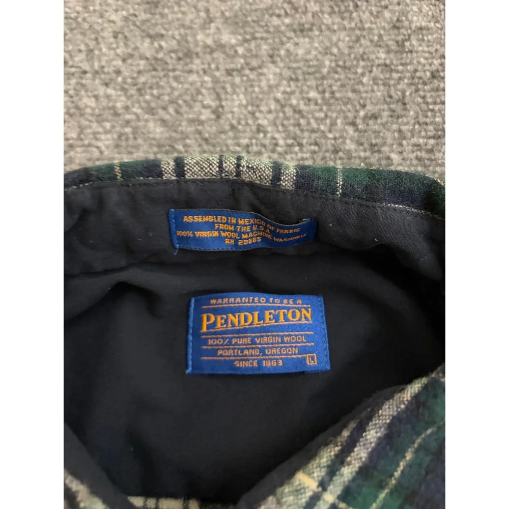 Pendleton Heritage Highlander Wool Flannel Shirt Green Plaid Campbell Tartan L